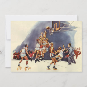 Carte Basket-ball sportif vintage, joueurs dans un match