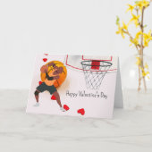 Carte Basket-ball Valentine's Day Basketball avec amour (Fleur jaune)