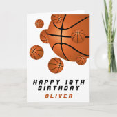 Carte Basket Balls Orange Enfants Garçon Joyeux Annivers (Devant)