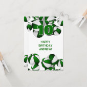 Carte basket heureux anniversaire vert couleurs équipe (Devant/Arrière en situation)