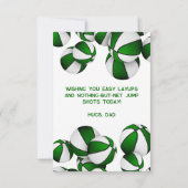 Carte basket heureux anniversaire vert couleurs équipe (Dos)