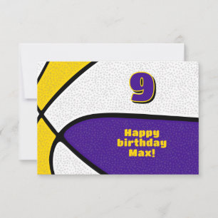 Carte basket joyeux anniversaire violet or de l'équipe c