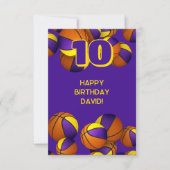 Carte basket joyeux anniversaire violet or de l'équipe c (Devant)