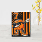 Carte Basketball 7e anniversaire Drapeau américain cadea (Fleur jaune)