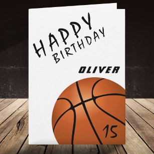 Carte Basketball Ball Sports Boys Happy Birthday Card