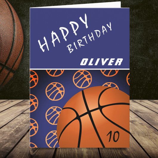 Carte Basketball Ball Sports Modern Happy Birthday Kid