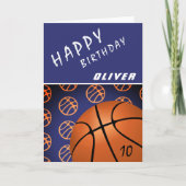 Carte Basketball Ball Sports Modern Happy Birthday Kid (Devant)