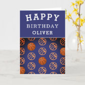 Carte Basketball Ball Sports Pattern Happy Birthday Kid (Fleur jaune)
