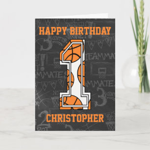 Carte Basketball Chalkboard 1er anniversaire