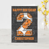 Carte Basketball Chalkboard 2e anniversaire (Fleur jaune)