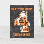 Carte Basketball Chalkboard 4e anniversaire (Devant)