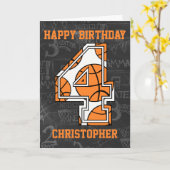 Carte Basketball Chalkboard 4e anniversaire (Fleur jaune)