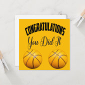 Carte Basketball Félicitations vous l'avez fait (Devant/Arrière en situation)