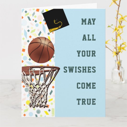 Carte Basketball Graduation Congrats (Fleur jaune)