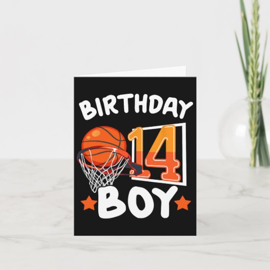 Carte Basketball J'ai 14 Ans 14e Anniversaire Garçon Déc (Devant)
