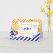 Carte Basketball mignonne Blonde cheveux garçon fête d'a (Fleur jaune)