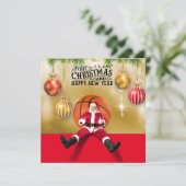 Carte Basketball Père Noël Joyeux Noël Nouvel An (Debout devant)