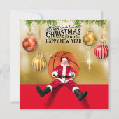 Carte Basketball Père Noël Joyeux Noël Nouvel An (Devant)