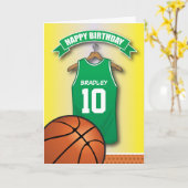 Carte Basketball Red Jersey Sports Custom Anniversaire (Fleur jaune)