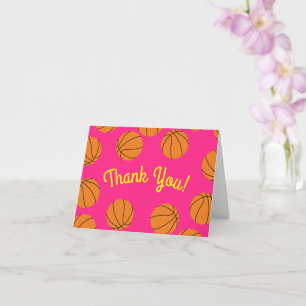 Carte Basketball Sports Anniversaire fête Merci rose