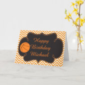 Carte Basketball Sports Orange Birthday  (Fleur jaune)