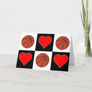 Carte Basketballs & Coeurs Joli Checker Salutation Motif