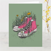 Carte Baskets Montantes Vintage (Fleur jaune)