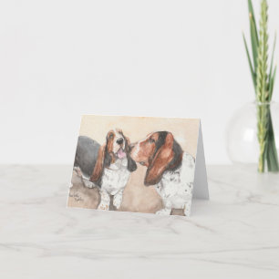 Carte Basset Friends Dog Art Watercolor Note