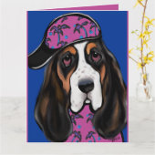 Carte Basset Hound (Fleur jaune)
