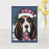 CARTE BASSET HOUND  (Fleur jaune)