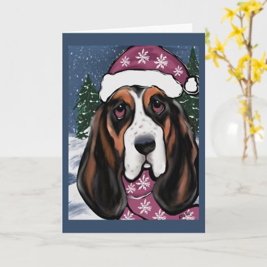 CARTE BASSET HOUND  (Fleur jaune)