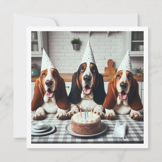 Carte Basset Hound, anniversaire de Basset Hound (Devant)