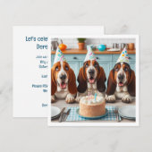 Carte Basset Hound, anniversaire de Basset Hound (Devant / Derrière)