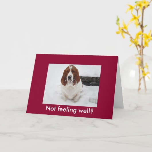 Carte Basset Hound avec le visage triste drôle obtenir c (Fleur jaune)
