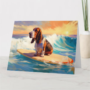 Carte Basset Hound Beach Surf Peinture