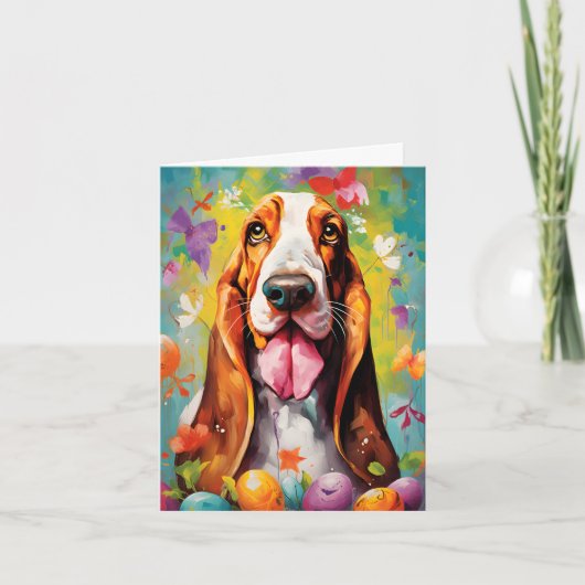 Carte Basset Hound Bonne Pâques (Devant)