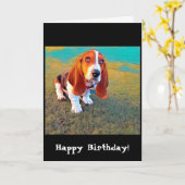 Carte Basset Hound Chien Chien Chien Chiot Whimsical Pho (Fleur jaune)