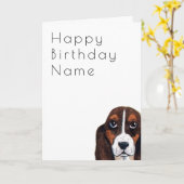 Carte Basset Hound Chien Déco Anniversaire (Fleur jaune)