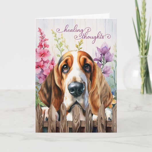 Carte Basset Hound Chien Jardin Gladiolus Se tirer bien (Devant)