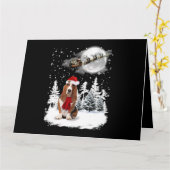 Carte Basset Hound Chien sous la neige au clair de lune  (Fleur jaune)
