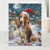 Carte Basset Hound Chien Winter Wonderland Noël Joie (Devant)