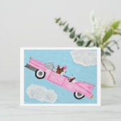 Carte Basset Hound dans une décapotable rose dans (Debout devant)