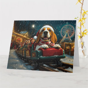 Carte Basset Hound Dog Roller Dessous de verre Noël