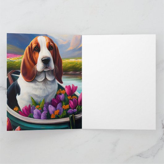 Carte Basset Hound Dog sur une pagaie : une aventure Pit (Intérieur)