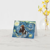 Carte Basset Hound en étoile (Fleur jaune)