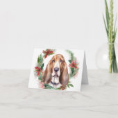 Carte Basset Hound Festive Wreath de Noël Pup (Devant)
