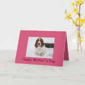 Carte Basset Hound Fête des mères (Fleur jaune)