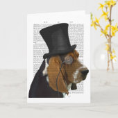 Carte Basset Hound, Formal Hound et Casquette (Fleur jaune)