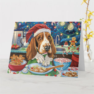 Carte Basset Hound Gîtes : Noël festif