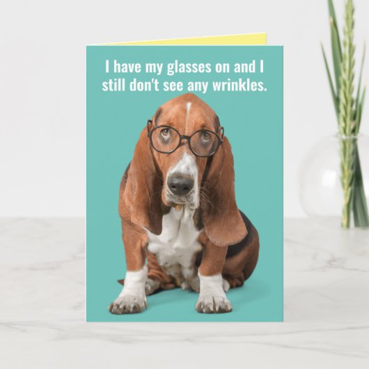 Carte Basset Hound No Wrinkings Gratuit Anniversaire (Devant)